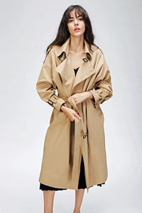 JAZZEVAR 2019 Autumn New Women's Casual trench coat oversize Double Breasted Vintage Washed Outwear Loose Clothing