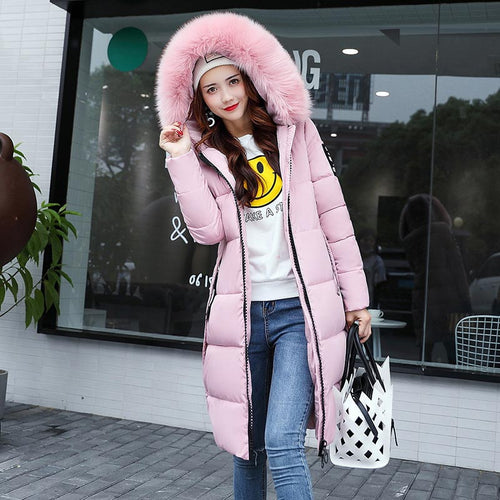 Winter jacket women high quality down coat female 2019 long slim solid color female Jackets zip fur collar women down Jacket