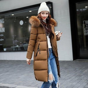 Winter jacket women high quality down coat female 2019 long slim solid color female Jackets zip fur collar women down Jacket