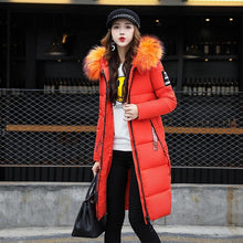 Load image into Gallery viewer, Winter jacket women high quality down coat female 2019 long slim solid color female Jackets zip fur collar women down Jacket