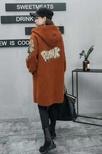 Load image into Gallery viewer, Womens Faux Fur Coat 2019 Fashion Female Long Printed Letter Overcoat Hooded Jacket Autumn Winter Full Sleeve Warm Casual