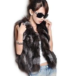 100% Imported Finland Real Fox Fur Vest Natural Whole Fox Fur Vest Gilet Women Standard Covered Jackets Coat Plus Size 3XL