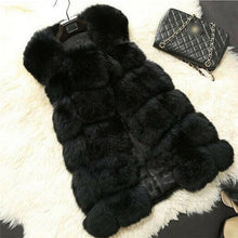 Load image into Gallery viewer, Winter Sleeveless Faux Fur Vest Women Warm Slim Outerwear Female Solid Patchwork Fur Overcoats 2019 Women Casual Fur Coats