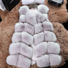 Load image into Gallery viewer, Winter Sleeveless Faux Fur Vest Women Warm Slim Outerwear Female Solid Patchwork Fur Overcoats 2019 Women Casual Fur Coats