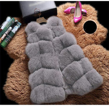Load image into Gallery viewer, Winter Sleeveless Faux Fur Vest Women Warm Slim Outerwear Female Solid Patchwork Fur Overcoats 2019 Women Casual Fur Coats