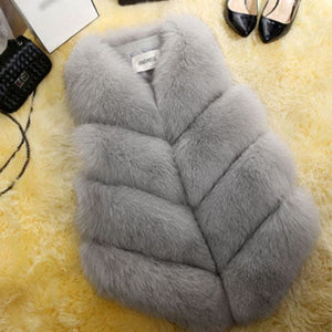 Faux Fur Winter Vest Women Soft Trouching Waist Coats Female Sleeveless Jacket For Ladies 2019 Fashion Fake Fur Outerwear Femme