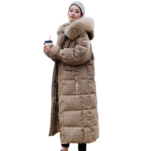 Korean Style 2019 Winter Jacket Women Hooded With Fur X-long Down Coat Thicken Warm Padded Parka High Quality
