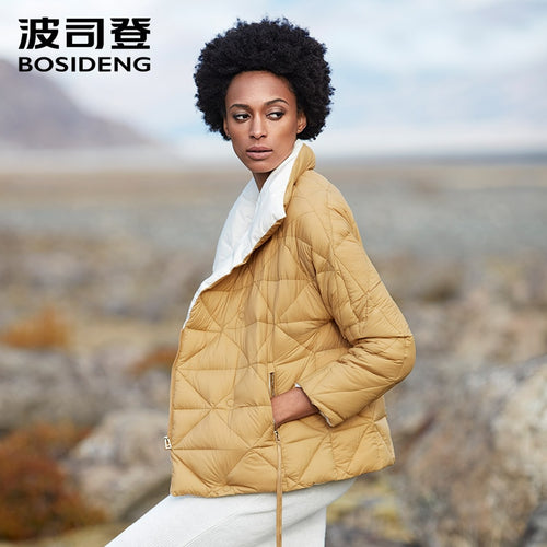 BOSIDENG new winter goose down jacket for women fashion down coat magnetic buckle big collar ultra light outerwear B80131110