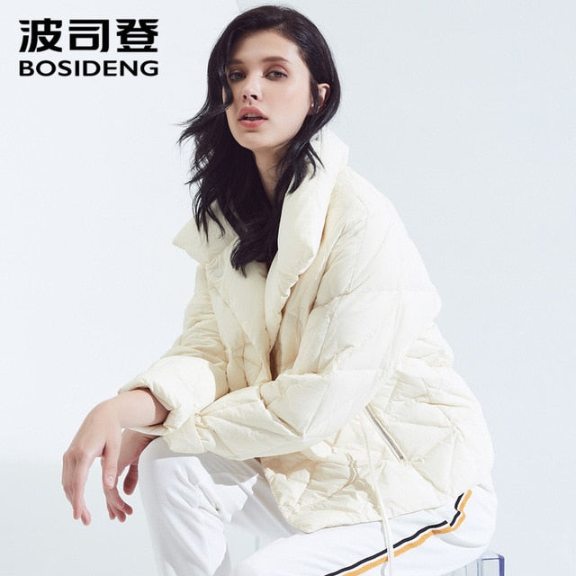 BOSIDENG new winter goose down jacket for women fashion down coat magnetic buckle big collar ultra light outerwear B80131110