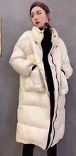 Load image into Gallery viewer, FTLZZ 2019 Women Long Down Coat Winter Warm Coat Long Sleeve White Duck Down Parka Stand Collar Outwear Zipper Pocket Jacket