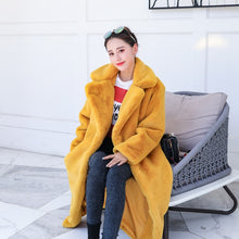Load image into Gallery viewer, Nerazzurri winter women faux fur coats fluffy furry thick warm plush coat black yellow long plus size fake fur jacket 5xl 6xl