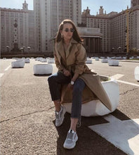 Load image into Gallery viewer, UK Brand new Fashion 2019 Fall /Autumn Casual Double breasted Simple Classic Long Trench coat with belt Chic Female windbreaker