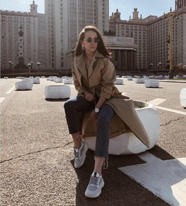 UK Brand new Fashion 2019 Fall /Autumn Casual Double breasted Simple Classic Long Trench coat with belt Chic Female windbreaker