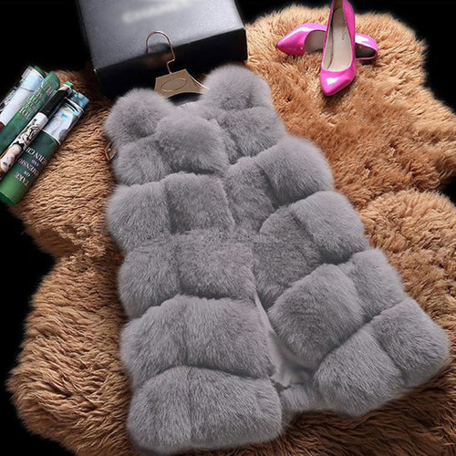 Faux Fur Sleeveless Vest Winter Thick Coats Women 2019 New Fashion Casual Jacket Warm Slim Fake Fox Outerwear Women Winter Vest