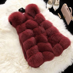 Faux Fur Sleeveless Vest Winter Thick Coats Women 2019 New Fashion Casual Jacket Warm Slim Fake Fox Outerwear Women Winter Vest