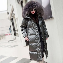 Load image into Gallery viewer, Women Down Jacket 2019 New Winter Coat big Real Fur Collar Women Long Paragraph Thickening Warm Hooded For Female Parka YRF14