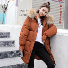Load image into Gallery viewer, Winter jacket women 2019 new hooded women down coat fur collar zippers long women jacket female warm winter women down jacket