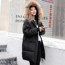 Load image into Gallery viewer, Winter jacket women 2019 new hooded women down coat fur collar zippers long women jacket female warm winter women down jacket