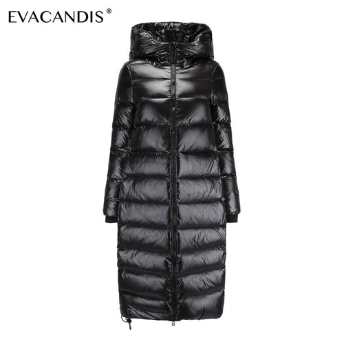 Long Black Down Coat Women Thick Hooded Winter Zipper Plus Size Windproof Snow Outwear 90% White Duck Down Warm Jacket Overcoat