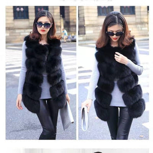 2019 ladies new natural fox fur square vest real fur vest casual fashion European autumn and winter street style