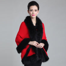 Load image into Gallery viewer, Fashion Autumn Winter Women Faux Fur Coat Leather Grass Fox Fur Collar Ponchos And Capes Lady Shawl Cape Wool Fur Coat