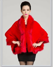 Load image into Gallery viewer, Fashion Autumn Winter Women Faux Fur Coat Leather Grass Fox Fur Collar Ponchos And Capes Lady Shawl Cape Wool Fur Coat