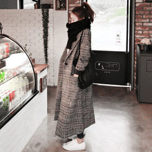 Load image into Gallery viewer, Woman Autumn Plaid Long Coat Fashion Turn-down Collar Long Sleeve Straight Trench Coats Plus Size XXL