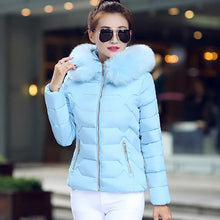 Load image into Gallery viewer, Down coat female slim winter jackets women 2019 new fur collar hooded warm women down jacket outerwear winter coat women jacket
