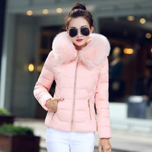 Load image into Gallery viewer, Down coat female slim winter jackets women 2019 new fur collar hooded warm women down jacket outerwear winter coat women jacket