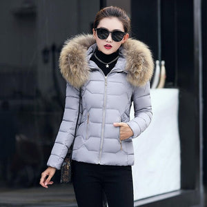 Down coat female slim winter jackets women 2019 new fur collar hooded warm women down jacket outerwear winter coat women jacket