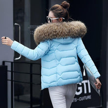 Load image into Gallery viewer, Down coat female slim winter jackets women 2019 new fur collar hooded warm women down jacket outerwear winter coat women jacket
