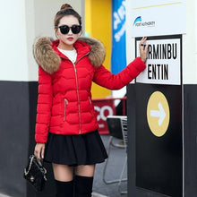 Load image into Gallery viewer, Down coat female slim winter jackets women 2019 new fur collar hooded warm women down jacket outerwear winter coat women jacket