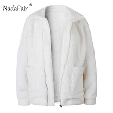 Load image into Gallery viewer, Nadafair Teddy Coat Women Fluffy Jacket Autumn Zipper Plush Thick Casual Plus Size Lamb Winter Faux Fur Coat Female Overcoat