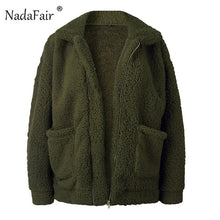 Load image into Gallery viewer, Nadafair Teddy Coat Women Fluffy Jacket Autumn Zipper Plush Thick Casual Plus Size Lamb Winter Faux Fur Coat Female Overcoat