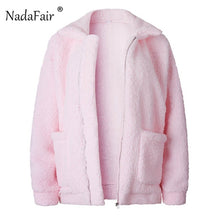 Load image into Gallery viewer, Nadafair Teddy Coat Women Fluffy Jacket Autumn Zipper Plush Thick Casual Plus Size Lamb Winter Faux Fur Coat Female Overcoat