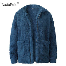 Load image into Gallery viewer, Nadafair Teddy Coat Women Fluffy Jacket Autumn Zipper Plush Thick Casual Plus Size Lamb Winter Faux Fur Coat Female Overcoat