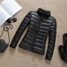 Load image into Gallery viewer, Down Parka Women Ultra-light Thin Down Jacket 2019 Autumn Winter Slim Short Hooded Warm White Duck Down Coat Women&#39;s Outerwear