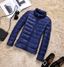 Load image into Gallery viewer, Down Parka Women Ultra-light Thin Down Jacket 2019 Autumn Winter Slim Short Hooded Warm White Duck Down Coat Women&#39;s Outerwear