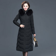 Load image into Gallery viewer, Long Slim Fur Coat Hooded Winter Down Coat Heavy Jacket Thick Warm Oversize Cotton Padded Wadded Parkas Outwear