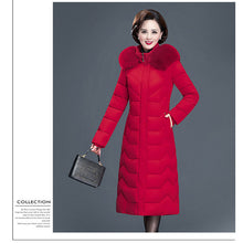 Load image into Gallery viewer, Long Slim Fur Coat Hooded Winter Down Coat Heavy Jacket Thick Warm Oversize Cotton Padded Wadded Parkas Outwear