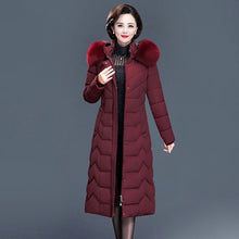 Load image into Gallery viewer, Long Slim Fur Coat Hooded Winter Down Coat Heavy Jacket Thick Warm Oversize Cotton Padded Wadded Parkas Outwear