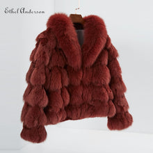 Load image into Gallery viewer, ETHEL ANDERSON Luxury Genuine Real Fox Fur Jackets&amp;Coats With Fox Fur Collar For Ladies Short Fox Fur Outerwear In Fur Garments