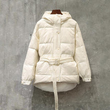 Load image into Gallery viewer, Fitaylor Winter Ultra Light Women Down Jacket Warm White Duck Down Hooded Parkas Female Single Breasted Snow Outerwear With Belt