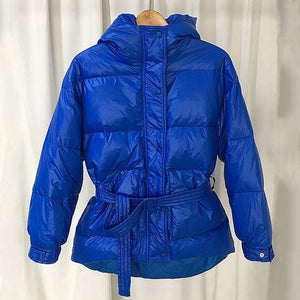 Fitaylor Winter Ultra Light Women Down Jacket Warm White Duck Down Hooded Parkas Female Single Breasted Snow Outerwear With Belt