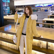 Load image into Gallery viewer, Chic Fur Coat Hooded Winter Down Coat Oversized Warm Jacket Long Slim Women Cotton padded Wadded Parkas female jacket