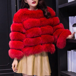 Women Faux Fur Coat Autumn Winter 2019 Fashion Casual Warm Coat Plus Size Faux Fox Fur Overcoat Jacket Female Long Sleeves