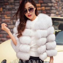 Load image into Gallery viewer, Women Faux Fur Coat Autumn Winter 2019 Fashion Casual Warm Coat Plus Size Faux Fox Fur Overcoat Jacket Female Long Sleeves