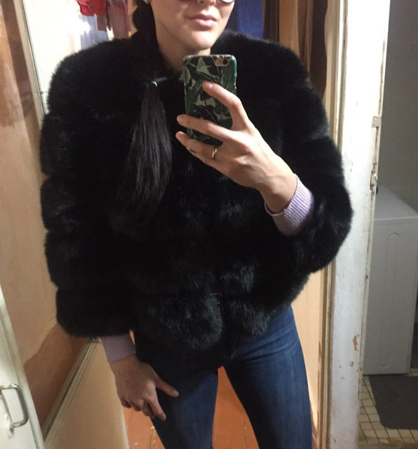 Women Faux Fur Coat Autumn Winter 2019 Fashion Casual Warm Coat Plus Size Faux Fox Fur Overcoat Jacket Female Long Sleeves