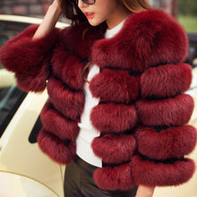 Load image into Gallery viewer, Women Faux Fur Coat Autumn Winter 2019 Fashion Casual Warm Coat Plus Size Faux Fox Fur Overcoat Jacket Female Long Sleeves