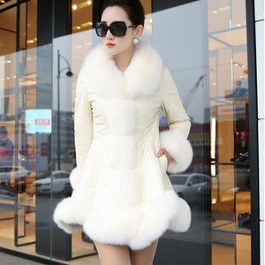 Hot Sale Winter Women's Faux Fur High Quality Faux Sheepskin Coats Keep Warm With Fur Fox Collars Slim Female Furs Plus Size